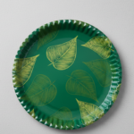 Eco-Friendly Disposable Paper Plates | Leaf Print (9-inch, White)