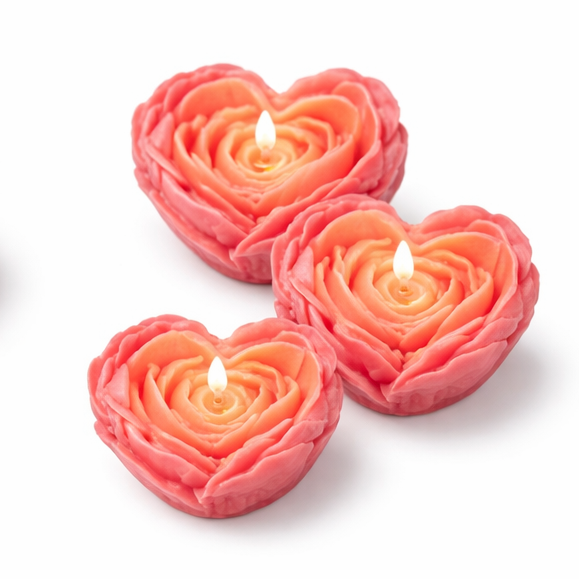 Premium heart shaped rose candle set pack handmade scented