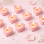 Wax Culture Heart-Shaped Pink Tealight Candles – Handmade Scented Wax candles, Pack of 10,  Up to 3 Hours Burn Time - Image 3