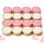 Wax Culture Luxury Pink & White Tealight Candle Set with Gold Cups, Handmade Scented Wax candles, Pack of 16, Up to 3 Hours Burn Time - Image 3