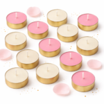 Wax Culture Luxury Pink & White Tealight Candle Set with Gold Cups, Handmade Scented Wax candles, Pack of 16, Up to 3 Hours Burn Time - Image 2