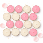 luxury pink white tealight candles with gold cups handmade soy wax set
