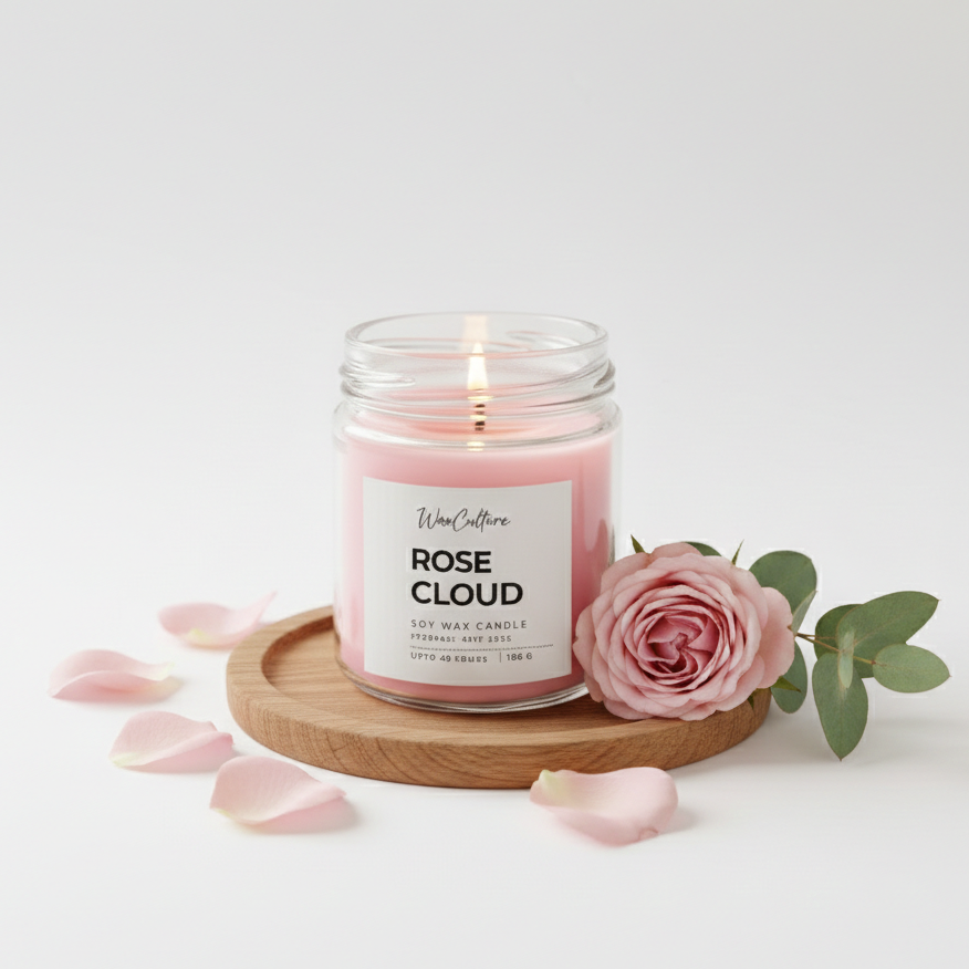 rose scented soy wax candle handmade luxury fragrance