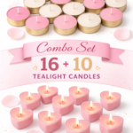Wax Culture Glow Combo Candle Set – 16 Tealight Candles + 10 Heart-Shaped Pink Candles for Home Decor & Gifting, Up to 3 Hours Burn Time - Image 2